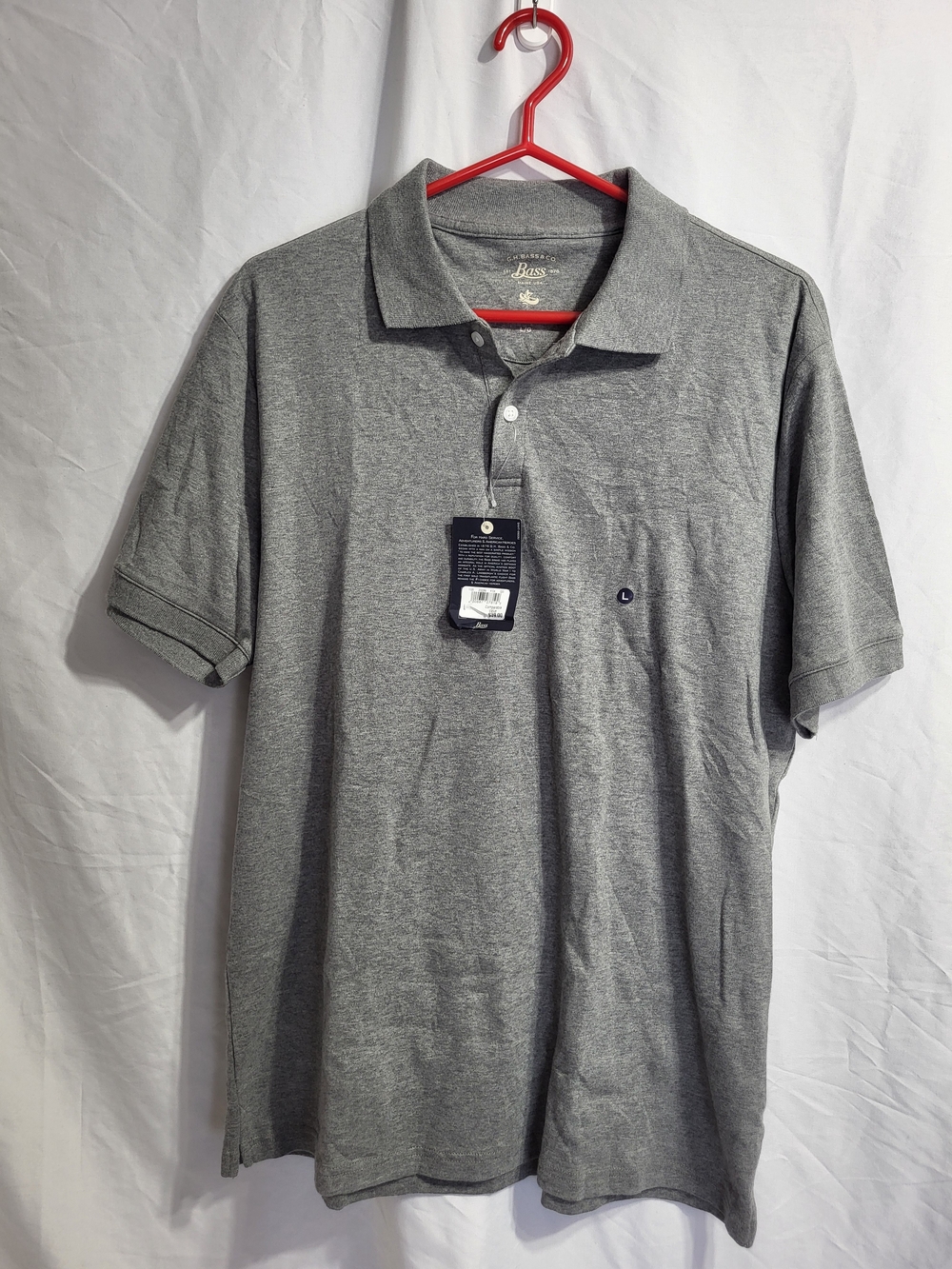 G.H. Bass & Co. Heather Gray Polo Shirt, Size Large